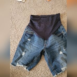 Maternity denim shorts